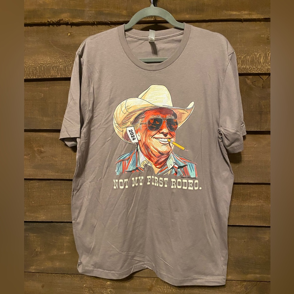American Farm Co. Trump Not My First Rodeo Graphic Tee - Gray